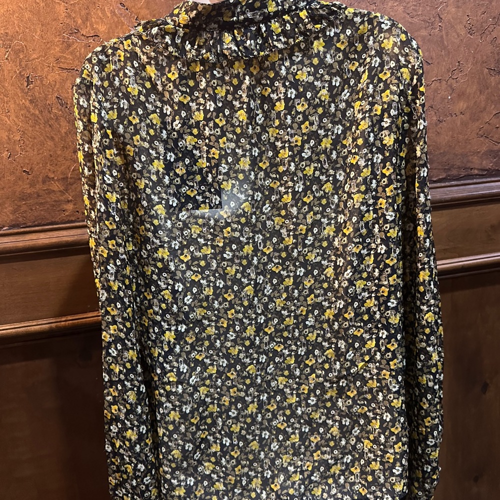 NWT SIZE 1/US S OVERSIZED The Kooples Black and Yellow Floral Blouse - Picture 8 of 13